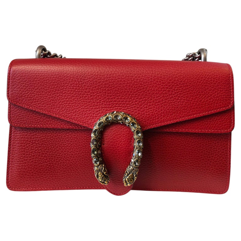 Gucci Dionysus Red leather silver and gold hardware shoulder bag