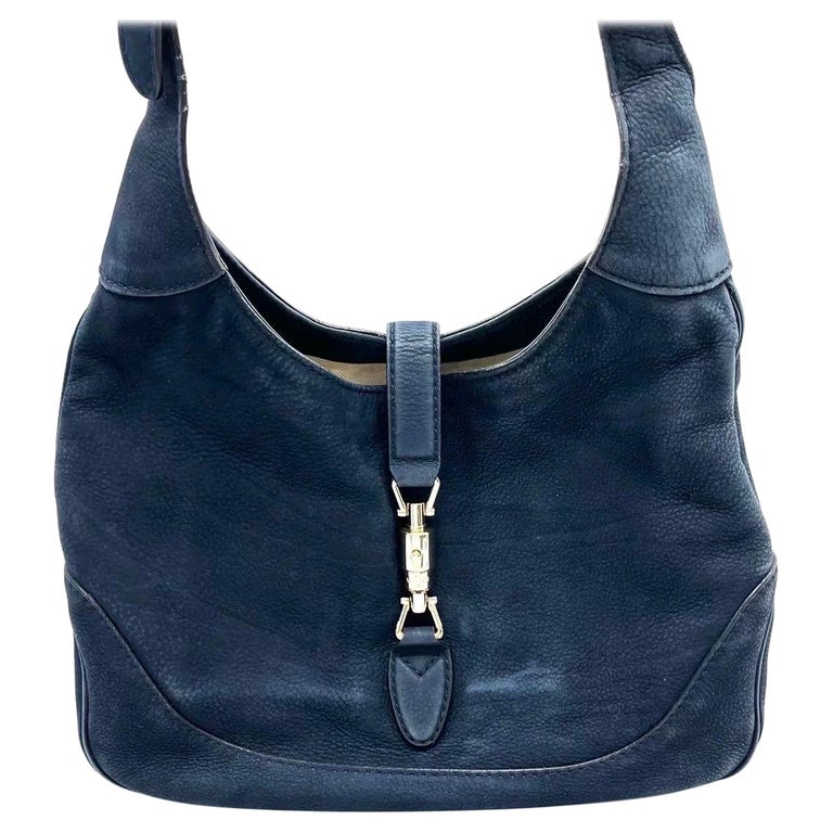 Gucci Jackie 1961 Medium Navy Suede Leather Bag