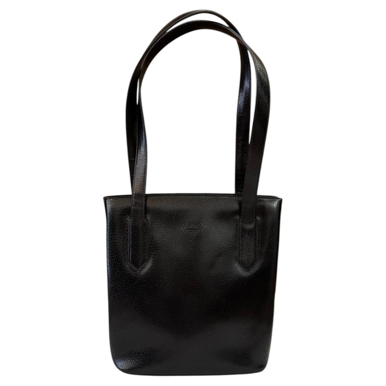 1980s Vintage GUCCI Shoulder Bag Pigskin Leather Black