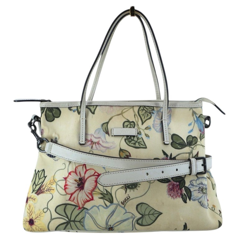 Gucci Beige Floral Print by Kris Knight 2 Way Shoulder Tote Bag