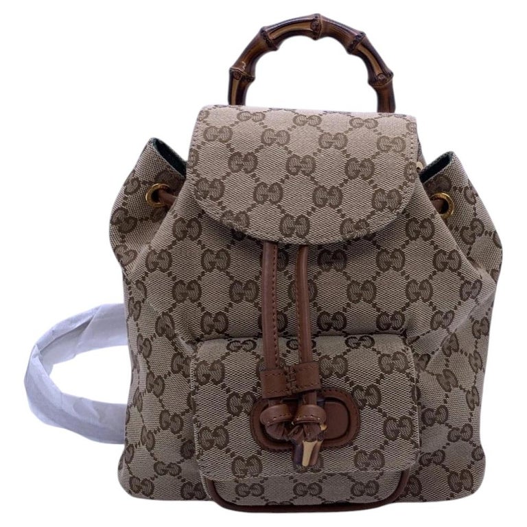 Gucci Bamboo GG Canvas Mini Backpack Brown Leather Vintage