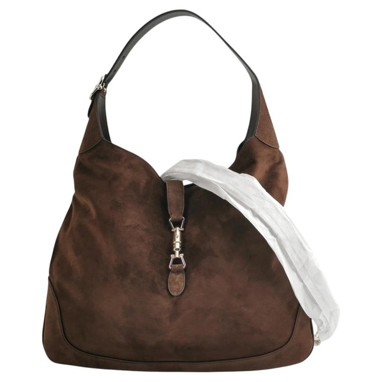 Gucci Jackie 1961 Large Dark Brown Suede Leather With Long Strap