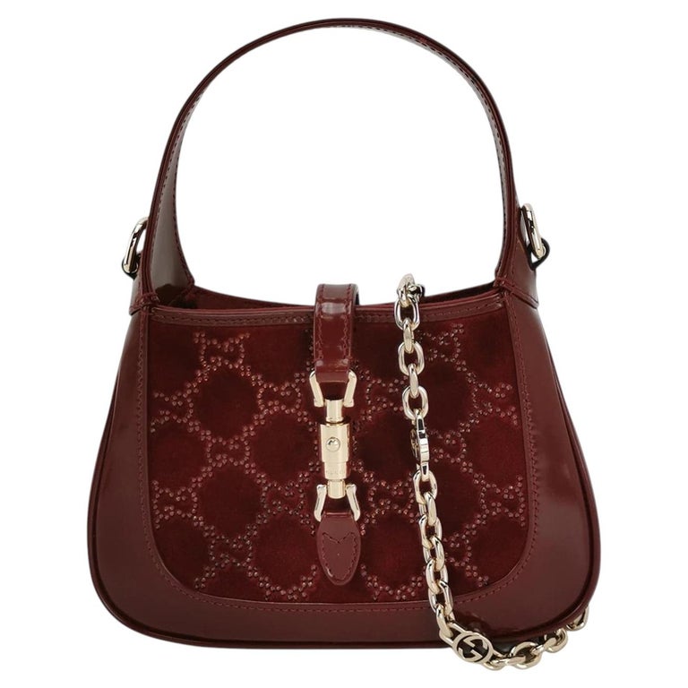 Gucci Jackie 1961 Mini Burgundy Velvet with Crystals Bag