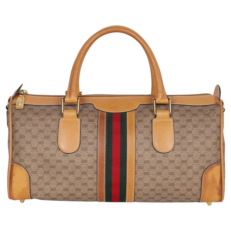 Gucci Micro GG Boston Bag Satchel with Gold Hardware, Made in Italy