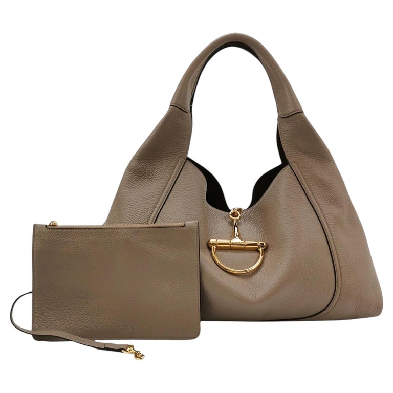 Gucci Softbit Maxi Shoulder Bag Beige Calfskin Leather