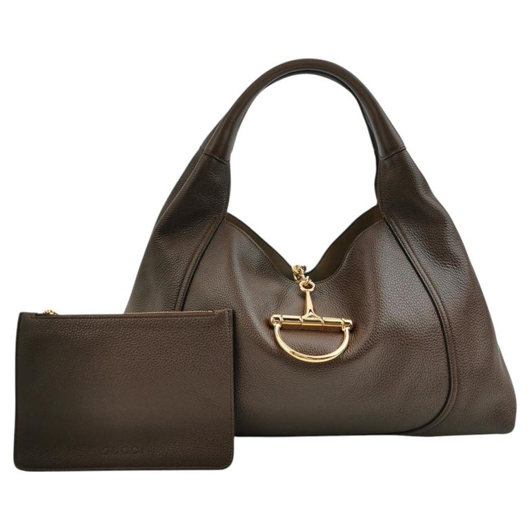 Gucci Softbit Maxi Shoulder Bag Dark Brown Calfskin Leather