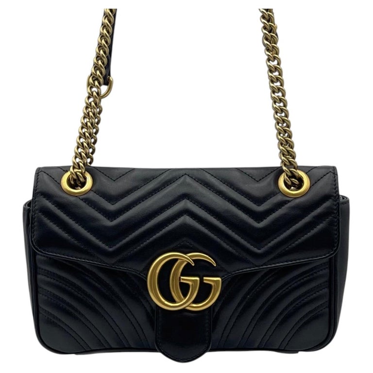 Gucci GG Marmont Shoulder Bag Black Leather Handbag