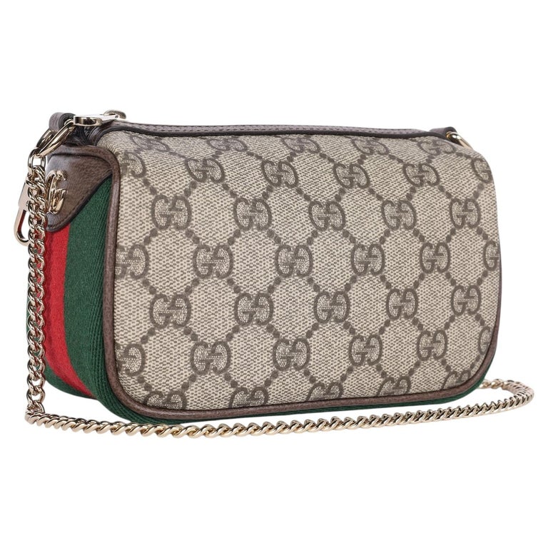 Gucci Ophidia Mini Bag with Double G Logo and Chain Strap, New
