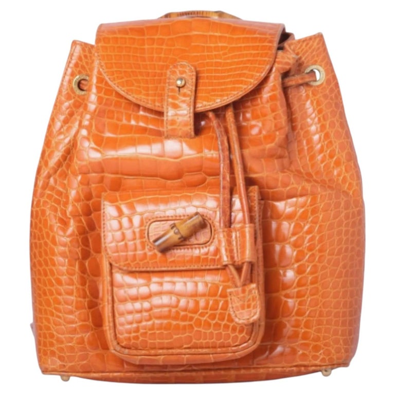 Gucci Brown Bamboo Leather Mini Backpack -'90s
