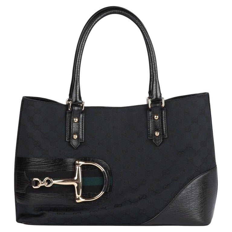 Gucci Blue GG Monogram Web Vintage Horsebit Hasler Tote