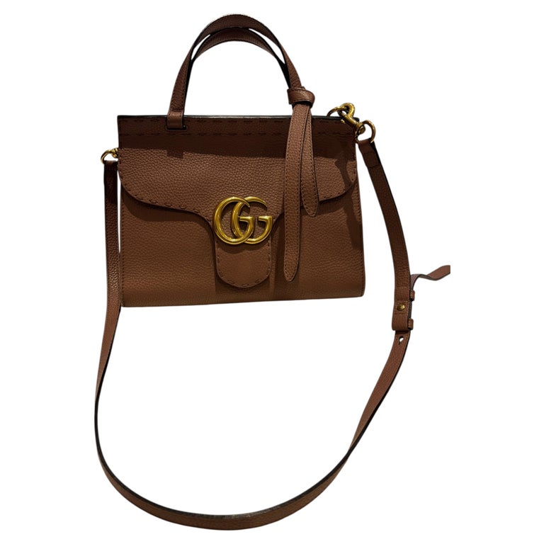 GUCCI GG Marmont Textured Calfskin Leather Top Handle/Crossbody Bag w/Dust Bag