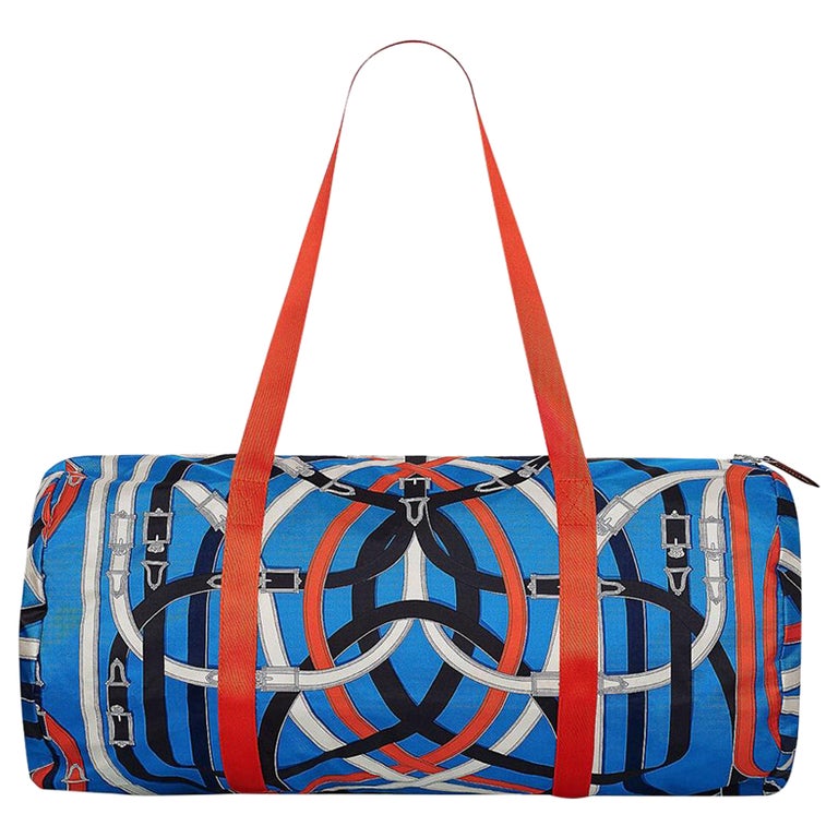 Hermes Airsilk Duffle Bag Cavalcadour 50 Blue Silk Limited Edition New