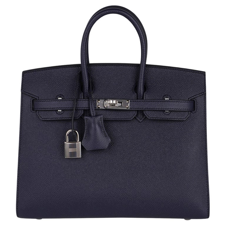 Hermes Birkin Sellier 25 Bag Blue Indigo Palladium Hardware Epsom Leather