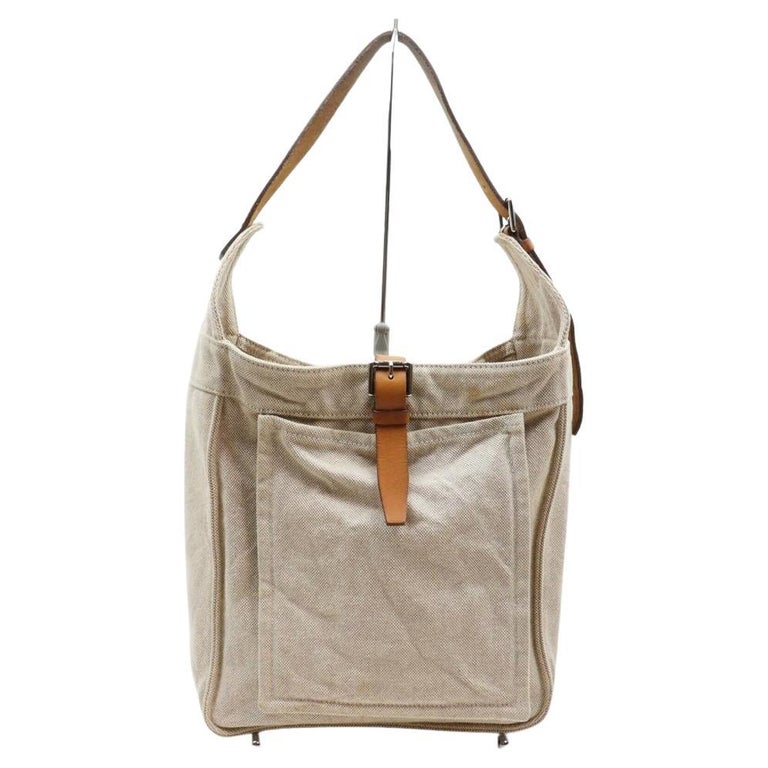 Hermès Beige x Brown Toile Marwari Hobo Shoulder Bag  861966