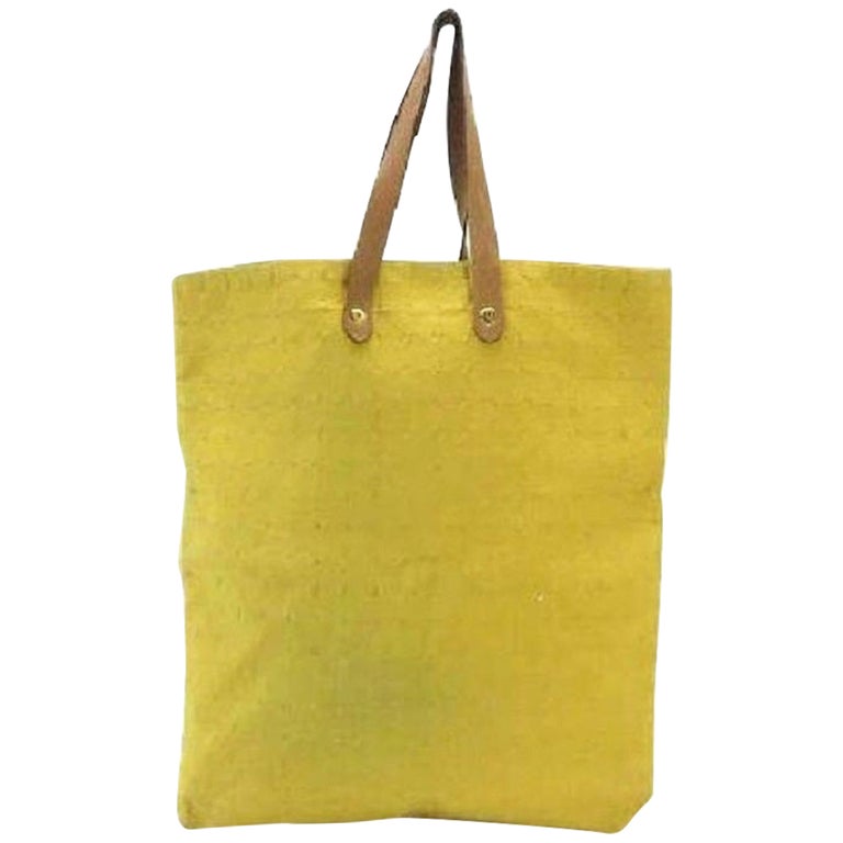 Hermès Ahmedabad Quilted 215590 Yellow X Beige Canvas Tote