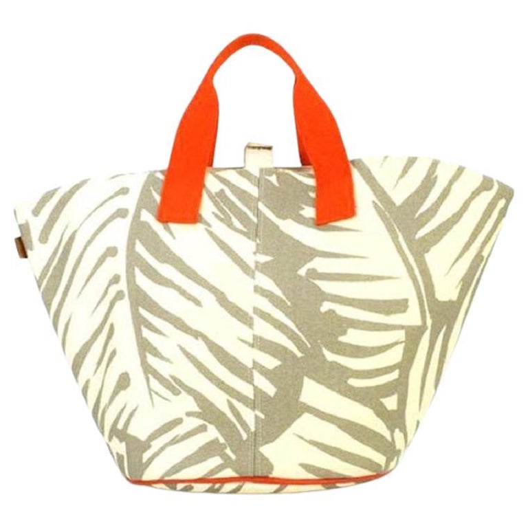 Hermès Large Panier De Plage with Pouch 221032 Beige X Orange Canvas Tote