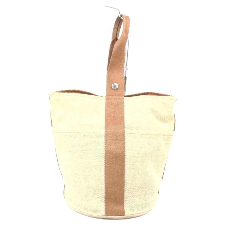 Hermes  Bicolor Toile Saxo MM Bucket Tote  861254