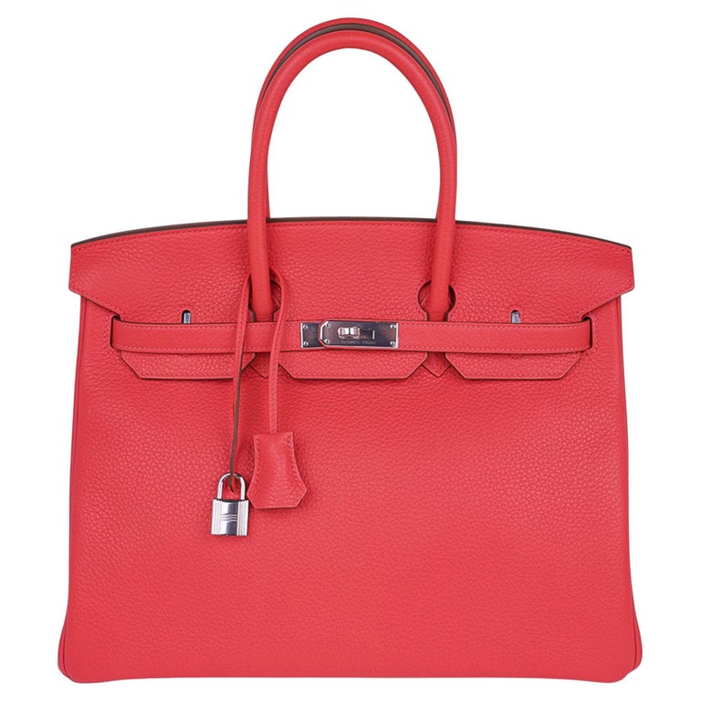 Hermes Birkin 35 Rose Jaipur Pink Bag Clemence Leather Palladium Hardware