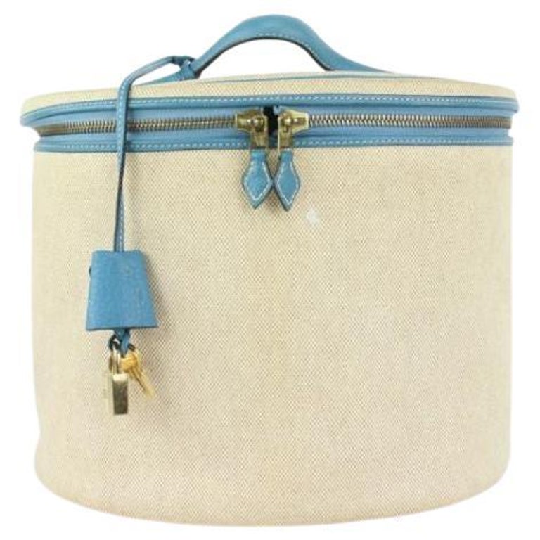 Hermès Blue Jean Leather x Toile Intercity Vanity Tote Bag 216her89