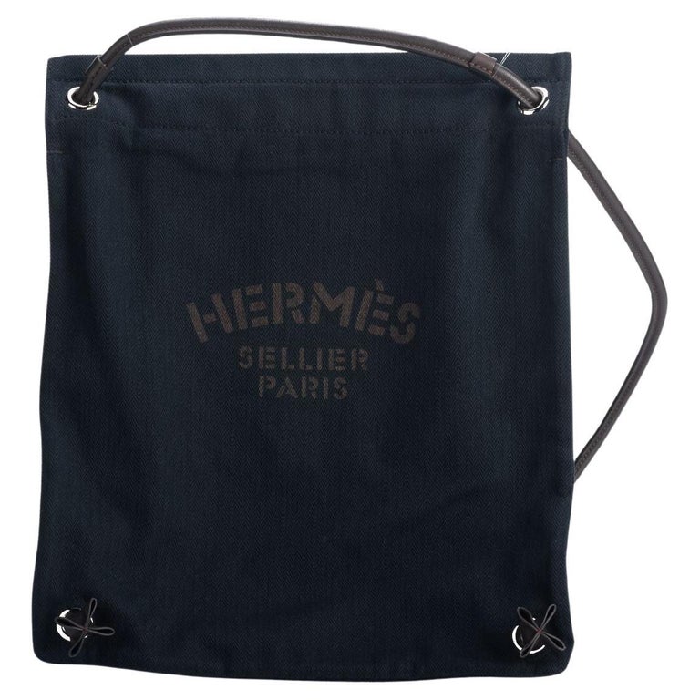 Hermes Black Toile Canvas Feedbag
