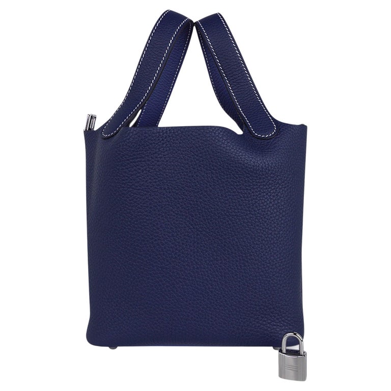 Hermes Picotin Eclat Lock 18 Bag Bleu Saphir / Bleu Brighton Palladium Tote