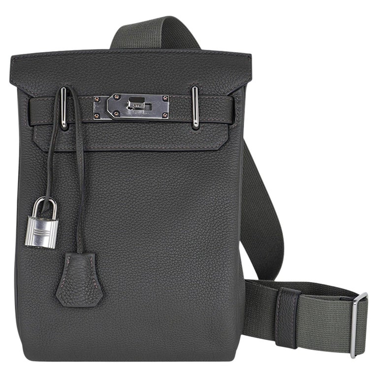 Mochila Hermes Hac a Dos PM Bolsa Masculina Vert de Gris Togo Hardware Paládio
