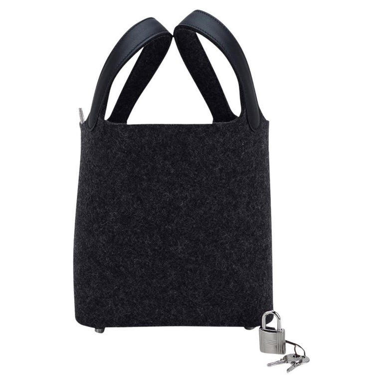 Hermes Picotin Lock Touch 18 Charcoal Gray Feutre / Swift Leather Tote Bag