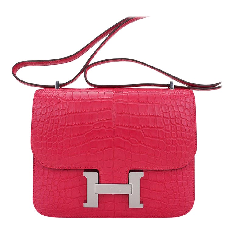 Hermes Constance Mini 18 Bag Rose Extreme Matte Alligator Palladium Hardware
