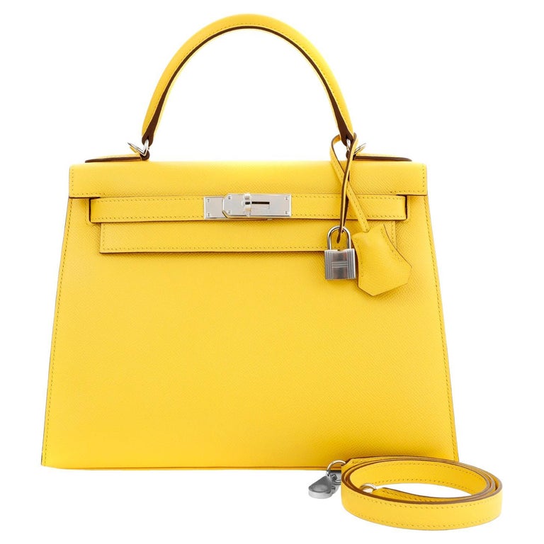 Hermès Kelly 28cm Epsom Sellier Jaune de Naples Yellow With Palladium Hardware