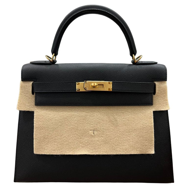 Hermes Kelly 28 Sellier Noir Black Epsom Gold Hardware