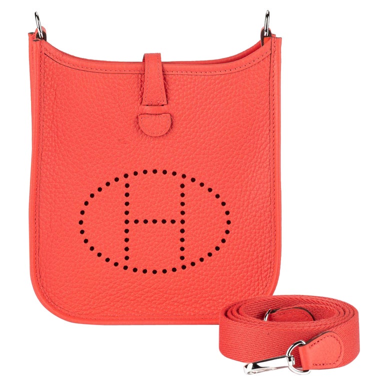 Hermès BNIB Rouge Pivoine Mini Evelyne