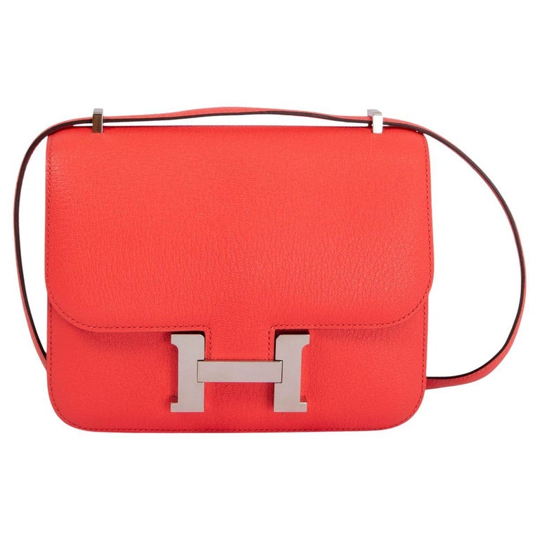 HERMES Rose Jaipur Mysore leather CONSTANCE 18 MINI Bag w Palladium