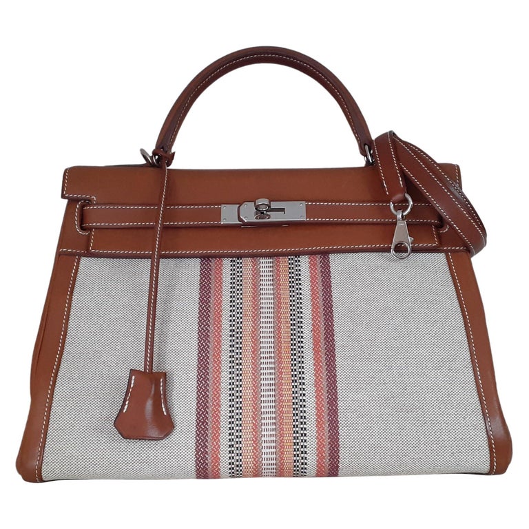 Exceptional Hermès Kelly 32 Toile Barenia Special Edition India Gange RARE
