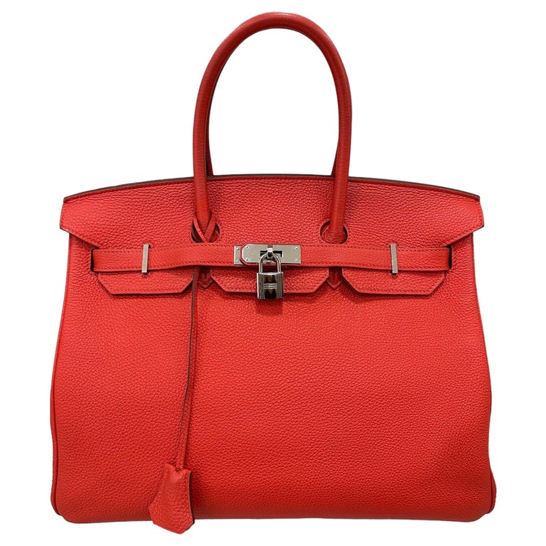 2011 Hermès Birkin 35 Togo Leather Rouge Capucine Top Handle Bag