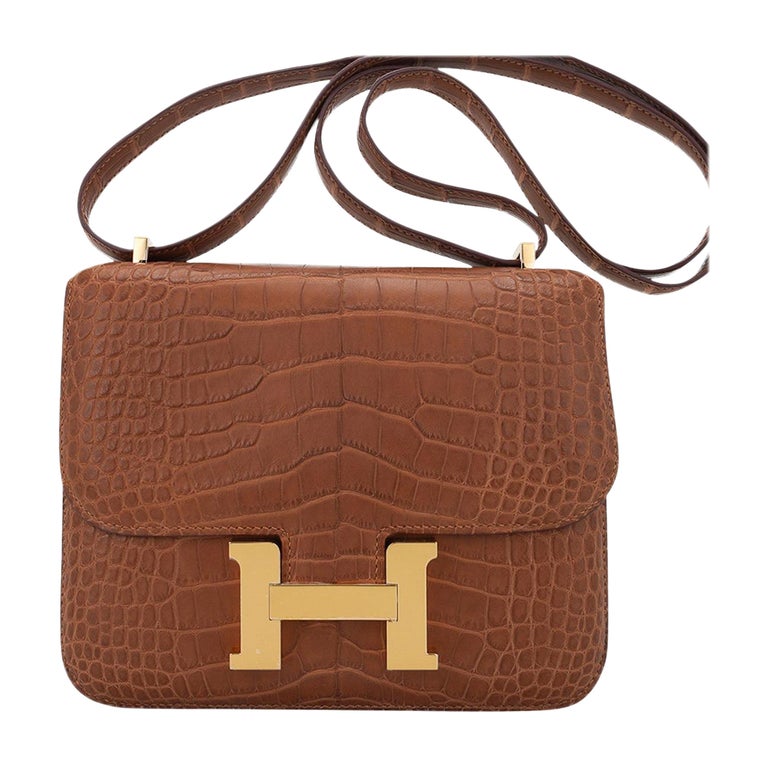 Hermes Constance 18 Bag Gold Matte Alligator Gold Hardware