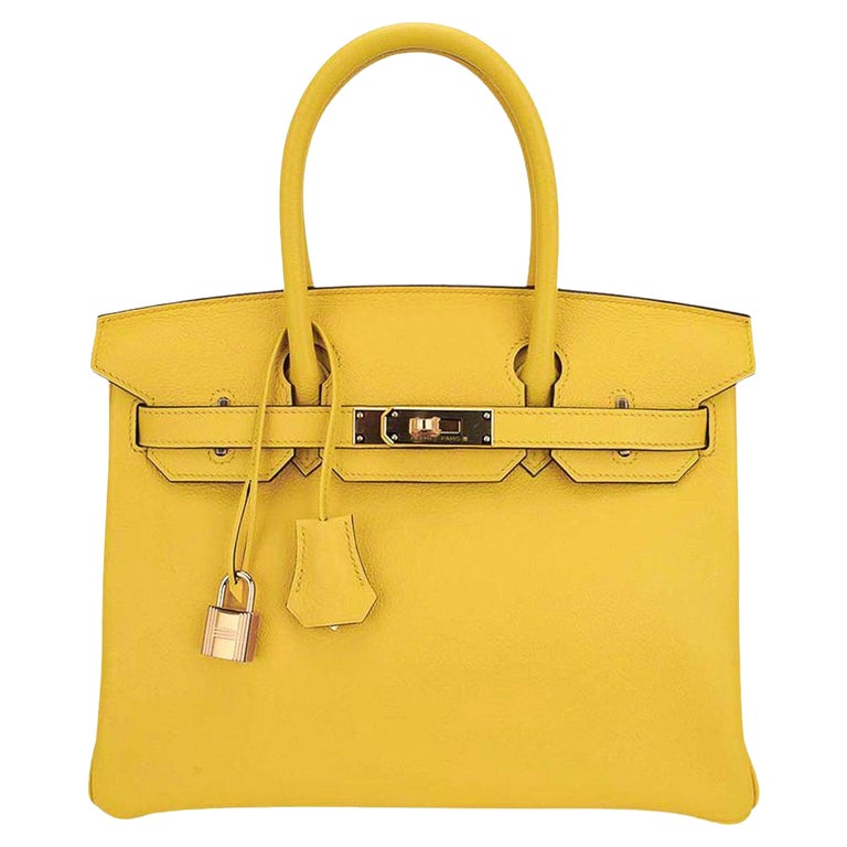 Hermes Birkin 30 Jaune de Naples Bag Novillo Leather Gold Hardware