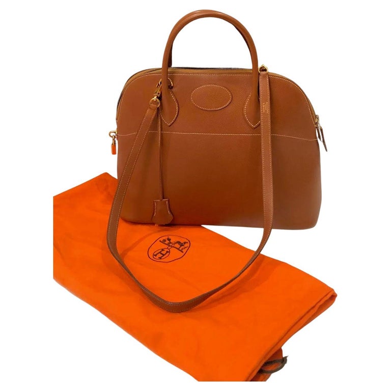 HERMÈS Bolide 1995 Tan Leather Bag GHW Vintage