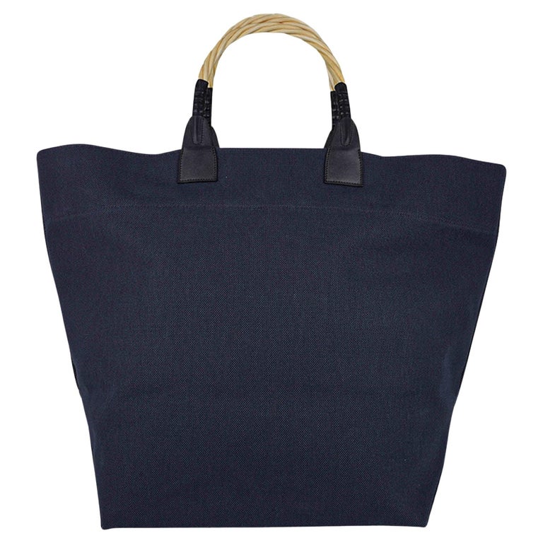 Hermes Steeple Tote Limited Edition Marine Toile Hackberry Wood Leather