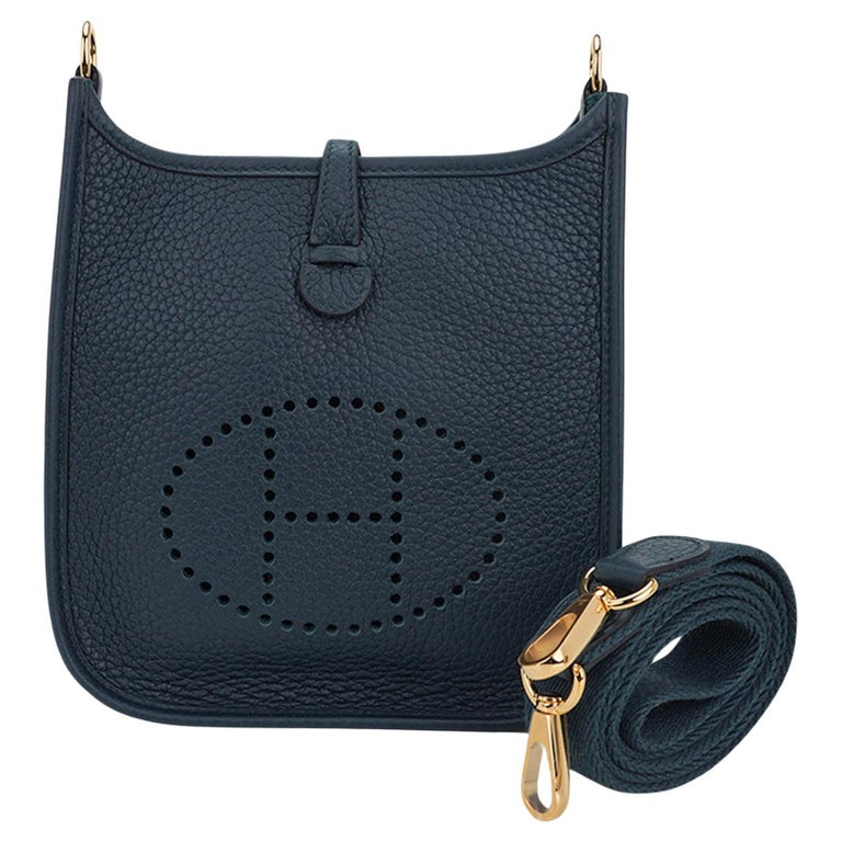 Hermes Evelyne III TPM Vert Rousseau Crossbody Bag Gold Clemence