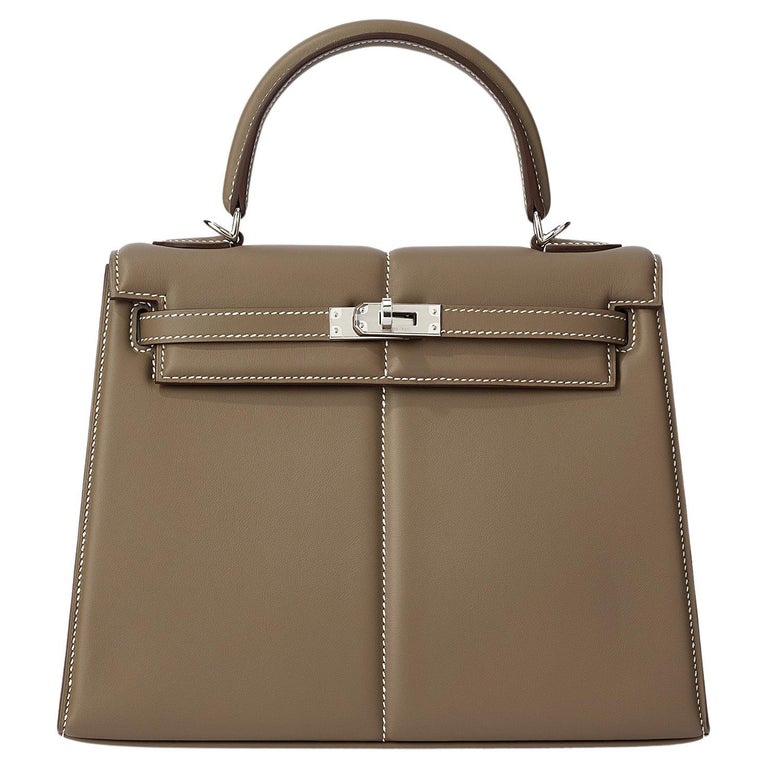 Hermès Kelly Padded 25 Etoupe Swift Palladium Hardware