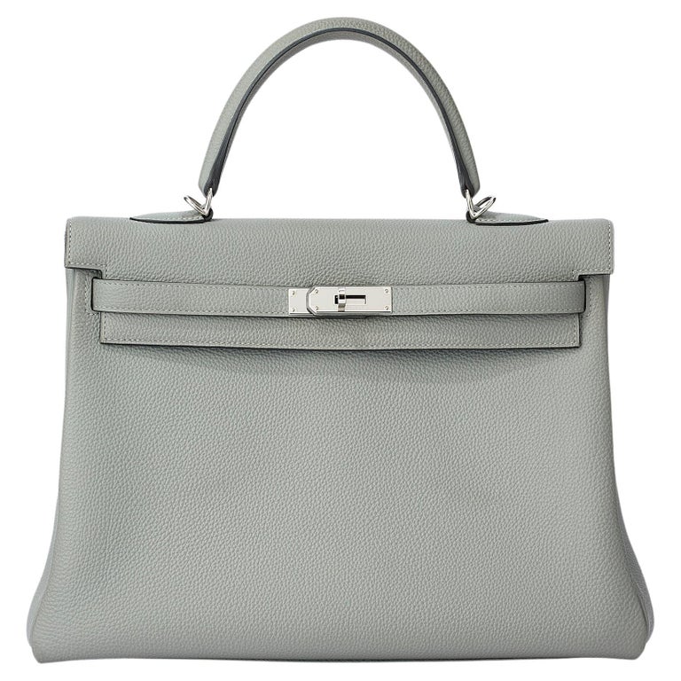 Hermès Kelly Verso 35 Gris/Bleu Togo Palladium Hardware