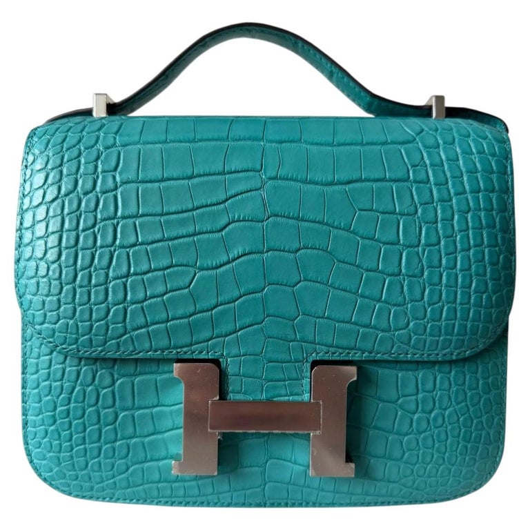 Hermès Constance Mini 18 Bleu Paon Alligator Matte Palladium Hardware