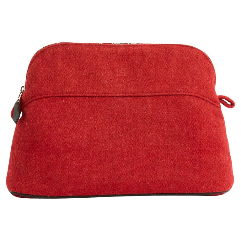 Hermès Trousse Bolide 2020 Red Wool Bolide Case Clutch Bag Hermes
