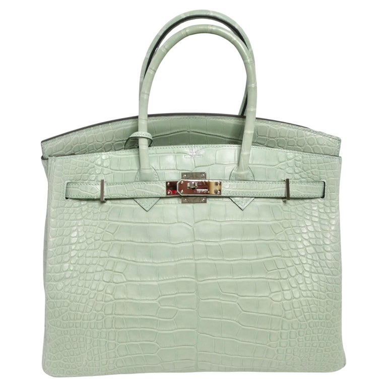 Hermes Birkin 35cm Vert D'Eau Matte Alligator Palladium Hardware