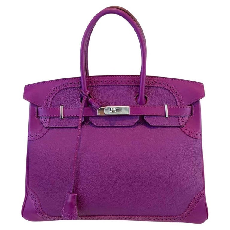 Hermès Birkin 35 Ghillies Anemone Bag with Palladium hardware