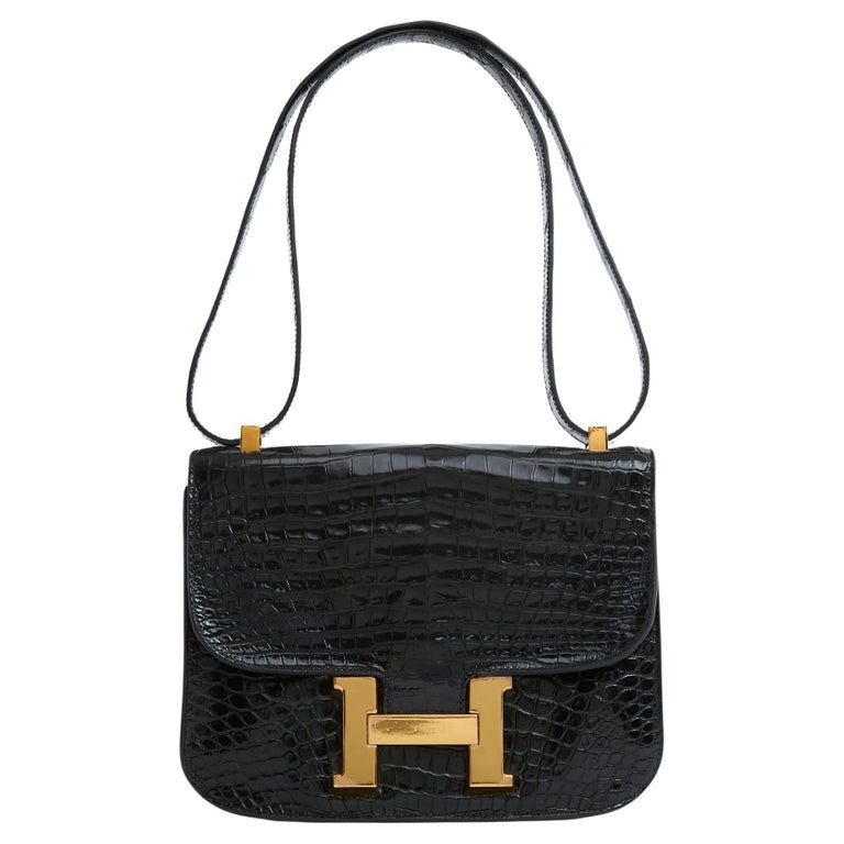 Hermès Sac Epaule Constance 1970s Black Precious Leather Shoulder Bag Hermes