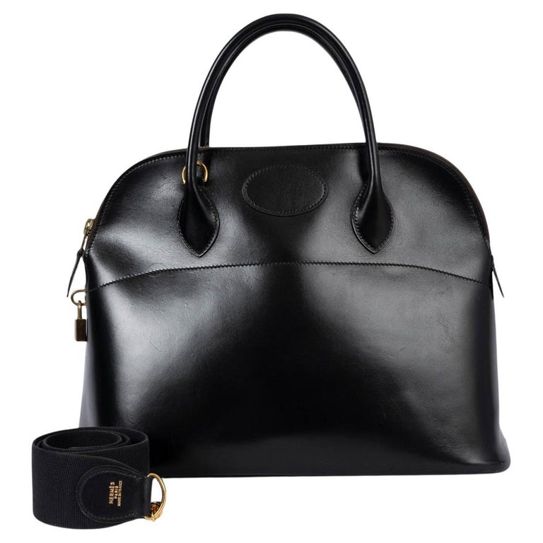 HERMES black Box leather BOLIDE 35 Bag GHW