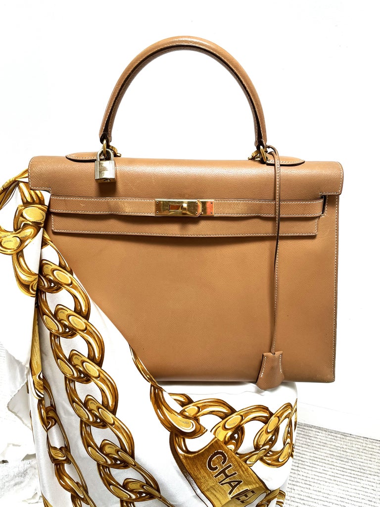 HERMÉS KELLY Sellier 2 way bag 35 cm gold Courchevel leather, stamp B /1998