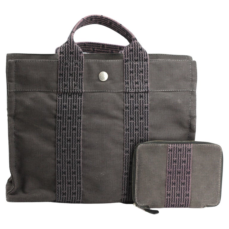 Hermes Black Canvas Small Escale PM Tote and Purse