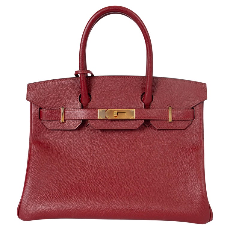 HERMES Grenat red Epsom leather BIRKIN 30 Bag Ghw